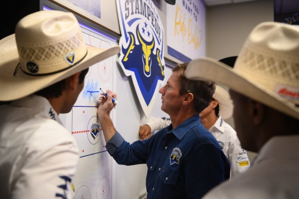 Justin McBride and Silvano Alves Stampede Bull Riding Academy coaches.